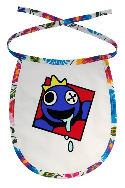 Blue — Stain-resistant baby bib with tie, multicoloured