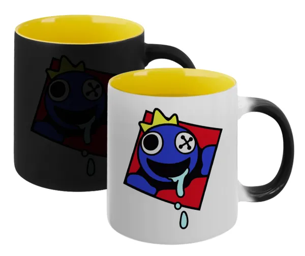 Blue — Magic mug with yellow interior, ceramic, 330ml, changes colour with hot drinks
