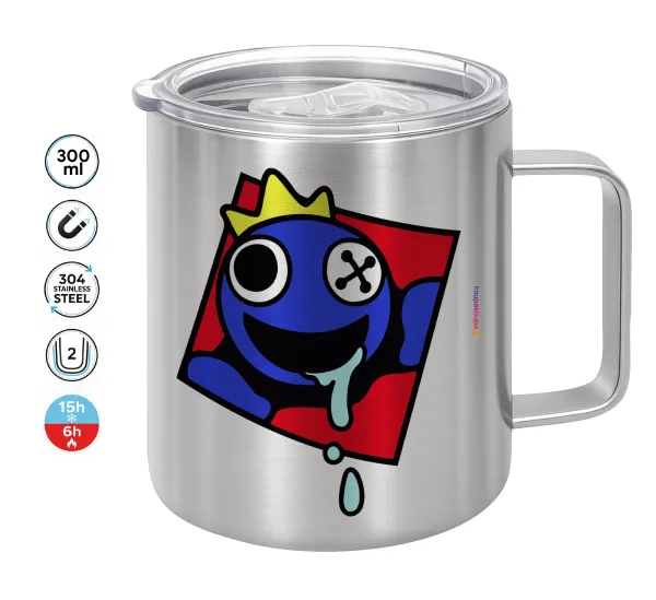 Blue — Double-walled stainless steel mug 300ml with temperature-retaining lid
