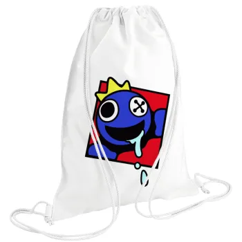 Blue, Rainbow friends, Backpack pouch GYMBAG white (28x40cm)