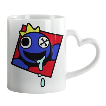 Blue, Rainbow friends, Mug heart handle, ceramic, 330ml