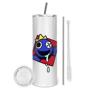 Blue, Rainbow friends, Tumbler stainless steel 600ml, with metal straw & cleaning brush