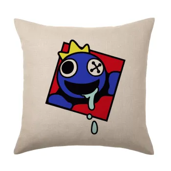 Blue, Rainbow friends, Μαξιλάρι καναπέ ΛΙΝΟ 40x40cm περιέχεται το  γέμισμα