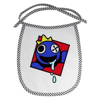 Blue, Rainbow friends, Σαλιάρα μωρού αλέκιαστη με κορδόνι Μαύρη