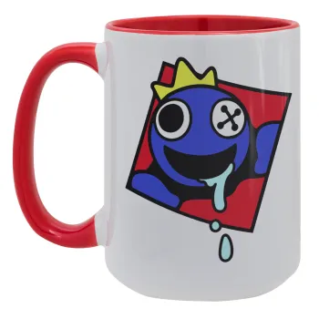 Blue, Rainbow friends, Κούπα Mega 15oz, κεραμική Κόκκινη, 450ml