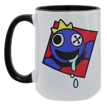 Blue, Rainbow friends, Κούπα Mega 15oz, κεραμική Μαύρη, 450ml