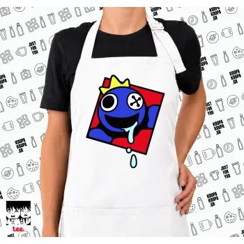 Blue, Rainbow friends, Ποδιά μακριά Σεφ ολόσωμη με τσέπες white (ΕΝΗΛΙΚΩΝ)