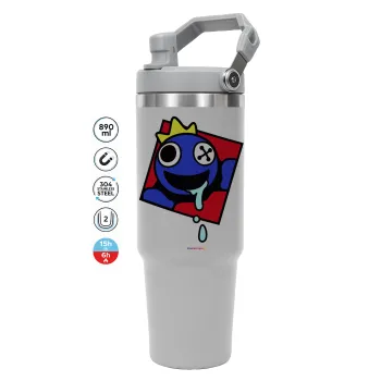 Blue, Rainbow friends, ΓΚΡΙ χρώματος Θερμός Ανοξείδωτο 890ml (30oz) με χερούλι