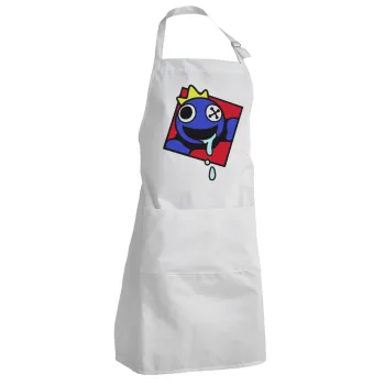 Blue, Rainbow friends, Adult Chef Apron (with sliders and 2 pockets)