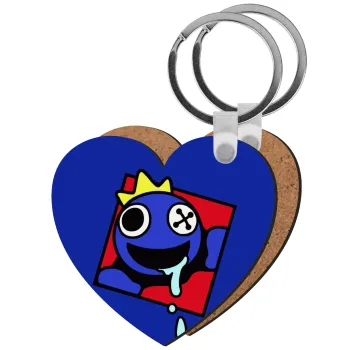 Blue, Rainbow friends, Μπρελόκ Ξύλινο καρδιά MDF