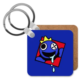 Blue, Rainbow friends, Μπρελόκ Ξύλινο τετράγωνο MDF