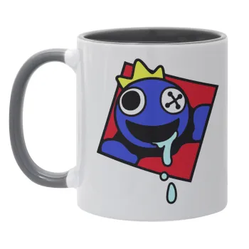 Blue, Rainbow friends, Κούπα χρωματιστή γκρι, κεραμική, 330ml