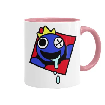 Blue, Rainbow friends, Mug colored pink, ceramic, 330ml