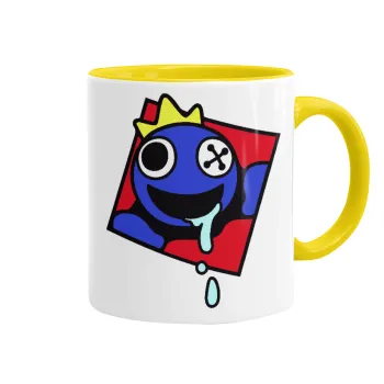 Blue, Rainbow friends, Κούπα χρωματιστή κίτρινη, κεραμική, 330ml