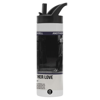 Tom Odell, another love, Metallic thermos bottle with straw & handle, stainless steel (Stainless steel 304), double-walled, 600ml.