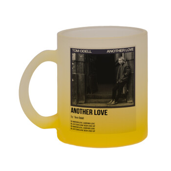 Tom Odell, another love, Κούπα γυάλινη δίχρωμη με βάση το κίτρινο ματ, 330ml