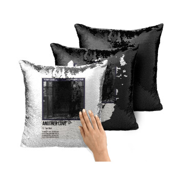 Tom Odell, another love, Μαξιλάρι καναπέ Μαγικό Μαύρο με πούλιες 40x40cm περιέχεται το γέμισμα