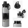 Metallic water bottle with safety cap, 850ml aluminum