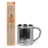 Easter Set, metallic thermal cup (300ml) & Easter aromatic flat candle (30cm) (GRAY)