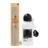 Easter Set, metallic aluminum water bottle (500ml) & aromatic flat Easter candle (30cm) (GRAY)