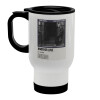 Stainless steel travel mug with lid, double wall white 450ml