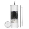 Tumbler stainless steel 600ml, with metal straw & cleaning brush