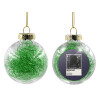 Transparent Christmas tree ball ornament with green filling 8cm