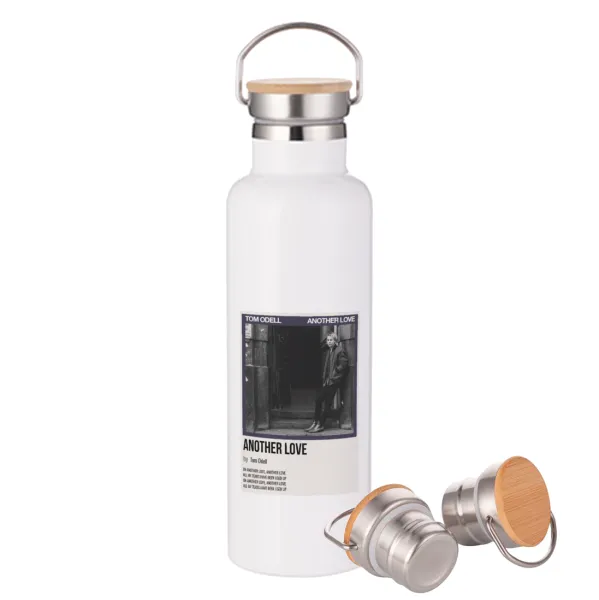 Tom Odell — Stainless steel White with wooden lid (bamboo), double wall, 750ml