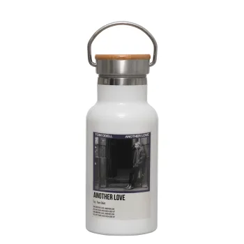Tom Odell, another love, Metallic thermos (Stainless steel) White with wooden lid (bamboo), double-walled, 350ml