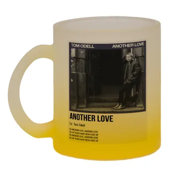 Tom Odell, another love, Κούπα γυάλινη δίχρωμη με βάση το κίτρινο ματ, 330ml