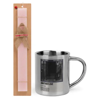 Tom Odell, another love, Easter Set, metallic thermal cup (300ml) & aromatic flat Easter candle (30cm) (PINK)