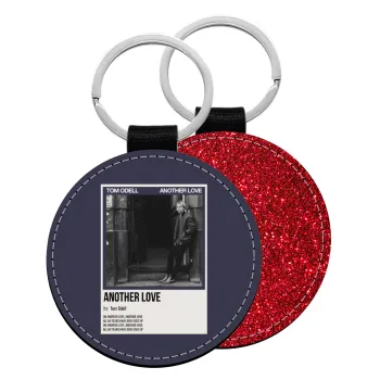 Tom Odell, another love, Μπρελόκ Δερματίνη, στρογγυλό ΚΟΚΚΙΝΟ (5cm)