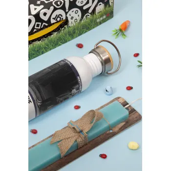 Tom Odell, another love, Πασχαλινή Λαμπάδα με παγούρι μεταλλικό (620ml, stainless steel) & κερί αρωματικό πλακέ (30cm) (ΤΙΡΚΟΥΑΖ)