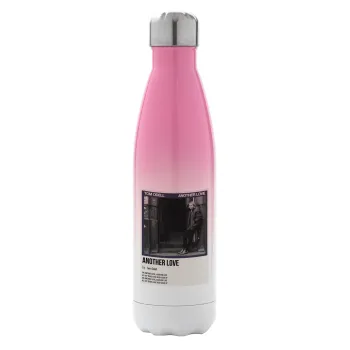 Tom Odell, another love, Metal mug thermos Pink/White (Stainless steel), double wall, 500ml