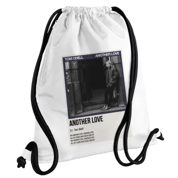 Tom Odell, another love, Backpack pouch GYMBAG white, with pocket (40x48cm) & thick cords