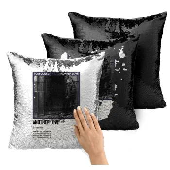 Tom Odell, another love, Μαξιλάρι καναπέ Μαγικό Μαύρο με πούλιες 40x40cm περιέχεται το γέμισμα
