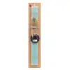 Easter Set, wooden keychain & aromatic flat Easter candle (30cm) (TURQUOISE)
