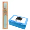Easter Set, children's snack container BLUE & Easter aromatic flat candle (30cm) (TURQUOISE)