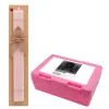Easter Set, children's snack container PINK & scented flat Easter candle (30cm) (PINK)