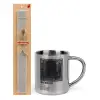 Easter Set, metallic thermal cup (300ml) & Easter aromatic flat candle (30cm) (GRAY)