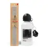 Easter Set, metallic aluminum water bottle (500ml) & aromatic flat Easter candle (30cm) (GRAY)