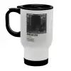 Κούπα ταξιδιού ανοξείδωτη με καπάκι, διπλού τοιχώματος (θερμό) λευκή 450ml