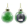 Transparent Christmas tree ball ornament with green filling 8cm