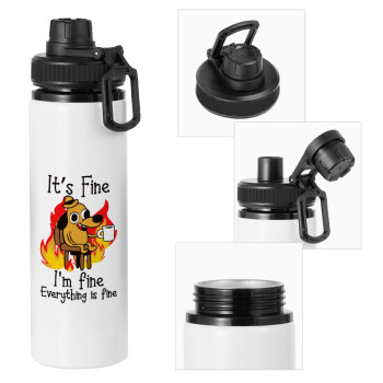 It's Fine I'm Fine Everything Is Fine, Metal water bottle with safety cap, aluminum 850ml