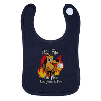 It's Fine I'm Fine Everything Is Fine, Σαλιάρα με Σκρατς 100% Organic Cotton Μπλε (0-18 months)