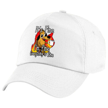 It's Fine I'm Fine Everything Is Fine, Πεντάφυλλο καπέλο Λευκό, 100% Βαμβακερό (Twill), με ρύθμιση, unisex