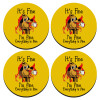 SET of 4 round wooden coasters (9cm)