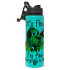Metallic water bottle with safety lid, 850ml aluminum