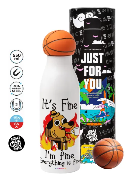 It's Fine I'm Fine Everything Is Fine — Bascetball Metal mug thermos, double wall, 550ml