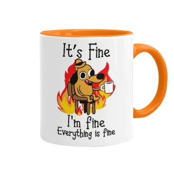 It's Fine I'm Fine Everything Is Fine, Κούπα χρωματιστή πορτοκαλί, κεραμική, 330ml